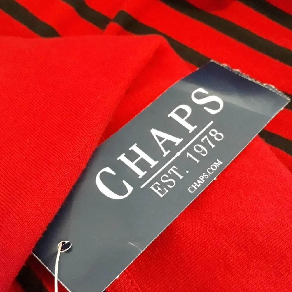 Chaps by Ralph Lauren Highland Red & Black Striped Shawl Collar Top Size L / NWT - Picture 14 of 14